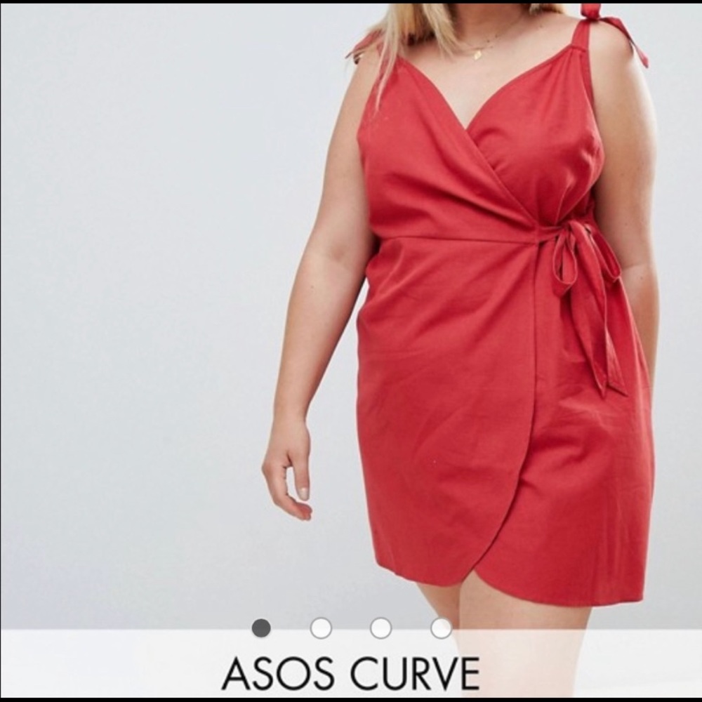 New ASOS Curve Red Wrap Dress